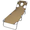 Image de vidaXL Chaise longue pliable et coussin de tête Dossier réglable Taupe