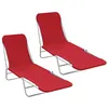 Image de vidaXL Chaises longues pliables 2 pcs Acier et tissu Rouge