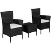 Image de vidaXL Ensemble de bistro 3 pcs Résine tressée Noir 44094