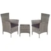 Image de vidaXL Mobilier de bistro 3 pcs Résine tressée Gris 44095