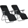 Image de vidaXL Chaises pliables de jardin avec coussins 2 pcs Noir