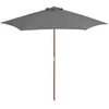 Image de vidaXL Parasol dExtérieur Mât en Bois 270 cm Anthracite Jardin Plage Terrasse 44515