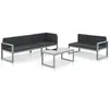 Image de vidaXL Salon de jardin 3 pcs et coussins Aluminium Noir