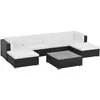 Image de vidaXL Salon de jardin 7 pcs avec coussins Résine tressée Noir