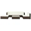 Image de vidaXL Salon de jardin 6 pcs avec coussins Résine tressée Marron