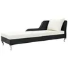 Image de vidaXL Chaise longue avec coussin Résine tressée Noir