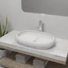 Image de vidaXL Lavabo Salle de Bain avec Mitigeur Céramique Ovale Blanc Robinet Vasque 275496