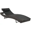 Image de vidaXL Chaise longue Résine tressée et textilène Marron