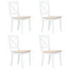 Image de vidaXL 4x Bois dHévéa Massif Chaises à Dîner Chaises de Salle à Manger Chaises de Repas Chaises de Cuisine Maison Intérieur 247359