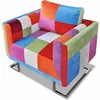 Image de vidaXL Fauteuil cube avec design de patchwork Chrome Tissu