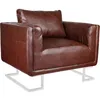 Image de vidaXL Fauteuil cube avec pieds chromés Marron Similicuir 240896