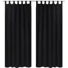 Image de 2 pcs Rideau à Passant Micro Satin Noir 140 x 225 cm