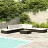 Image de vidaXL Salon de jardin 8 pcs avec coussins résine tressée noir 41259