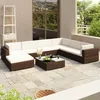 Image de vidaXL Salon de Jardin 8 pcs avec Coussins Résine Tressée Table et Chaise de Jardin Ensemble de Meuble à Dîner dExtérieur 41260