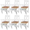Image de 6 pcs Chaise Salle à Manger en Bois Blanc et Naturel 271497