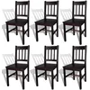 Image de vidaXL 6x Bois de Pin Chaise Salle à Manger Marron Foncé Chaise de Cuisine 271499