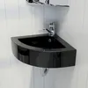 Image de vidaXL Vasque à Trou de Trop-Plein/Robinet Céramique Noir pour Salle de Bain 141924