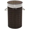 Image de vidaXL Panier à linge rond en bambou Marron foncé