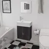 Image de Meuble de salle de bain - vidaXL - Trois pièces - Noir - Armoire avec miroir - DIY