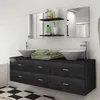 Image de vidaXL Mobilier de salle de bain avec lavabo 7 pcs Noir