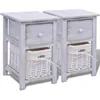 Image de vidaXL Table de chevet 2 pcs Bois Blanc