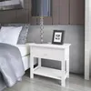 Image de Table de chevet - vidaXL - 2 pcs - Bois - Blanc - 1 tiroir - Montage facile