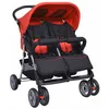 Image de vidaXL Poussette à Deux Places Acier Rouge et Noir Landau dEnfant Bébé 10108
