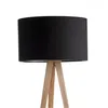 Image de Lampadaire - Tripod Wood - Noir - Style Scandinave Moderne - Abat-jour Tissu