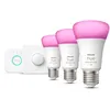 Image de Philips Hue White And Color Ambiance Kit De DÃ©marrage : 3 Ampoules ConnectÃ©es E27 (1100) + Bouton ConnectÃ© en occasion ou reconditionné
