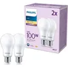 Image de Pack de 2 ampoules LED - PHILIPS - E27 - 100W - Blanc chaud