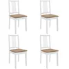 Image de vidaXL 4x Bois Solide Chaise à Dîner et Coussins Blanc et Crème Salle à Manger 247635