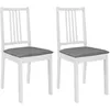 Image de vidaXL 2x Bois Solide Chaises à Dîner avec Coussins Blanc Cuisine Repas 247636
