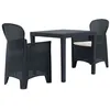 Image de vidaXL Ensemble Bistro 3 pcs Plastique Anthracite Aspect Rotin Salon de Jardin 276113