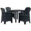 Image de vidaXL Ensemble à Dîner 5 pcs Plastique Anthracite Aspect Rotin Mobilier 276114