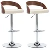 Image de vidaXL Tabourets de bar lot de 2 crème similicuir et bois courbé 283145