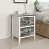 Image de vidaXL Table de chevet Gris et blanc 38x28x45 cm Bois de Paulownia