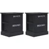Image de vidaXL 2 pcs Tables de chevet Noir 38x28x45 cm Bois de Paulownia