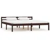 Image de vidaXL Cadre de lit Marron foncé Bois de pin massif 180 x 200 cm
