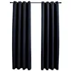 Image de vidaXL Rideaux occultants avec anneaux en métal 2 pcs Noir 140x225 cm