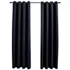 Image de vidaXL Rideaux occultants avec anneaux en métal 2 pcs Noir 140x245 cm