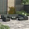 Image de Salon de jardin - vidaXL - 12 pcs - Résine tressée noire - Coussins inclus - Pour 6 personnes