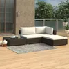 Image de vidaXL Salon de jardin 4 pcs avec coussins Résine tressée Marron 46777