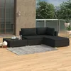 Image de Salon de jardin - vidaXL - 4 pcs - Résine tressée noire - Coussins inclus - Extérieur