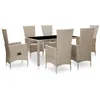 Image de vidaXL Salon de Jardin avec Coussins 7 pcs Mobilier à Dîner dExtérieur Ensemble de Salle à Manger Table et Chaises de Patio 46040