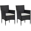 Image de Chaises de jardin en résine tressée - vidaXL - Lot de 2 - Noir - Avec accoudoirs - Extérieur