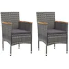 Image de Chaises de salle à manger - vidaXL - 2 pcs - Résine tressée - Gris - Résistant aux intempéries
