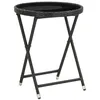 Image de vidaXL Table à thé Noir 60 cm Résine tressée et verre trempé