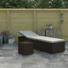 Image de vidaXL Chaise longue avec coussin et table à thé Résine tressée Marron