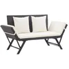 Image de Banc de jardin en résine tressée noir avec coussins - VIDAXL