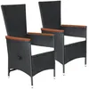 Image de vidaXL Chaises dextérieur 2 pcs avec coussins Résine tressée Noir